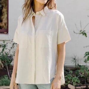 Tradlands Box Top Short Sleeve Button-Up Shirt, Meringue, XXS